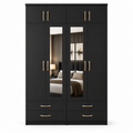 4 Door Wardrobe With Topbox Black | Executive Family Vibes - Luxury UK Living Room Showcase