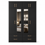4 Door Wardrobe With Topbox Black | Executive Family Vibes | Modern Bedroom Storage