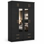 4 Door Wardrobe With Topbox Black | Executive Family Vibes - Detailed Angle View 2