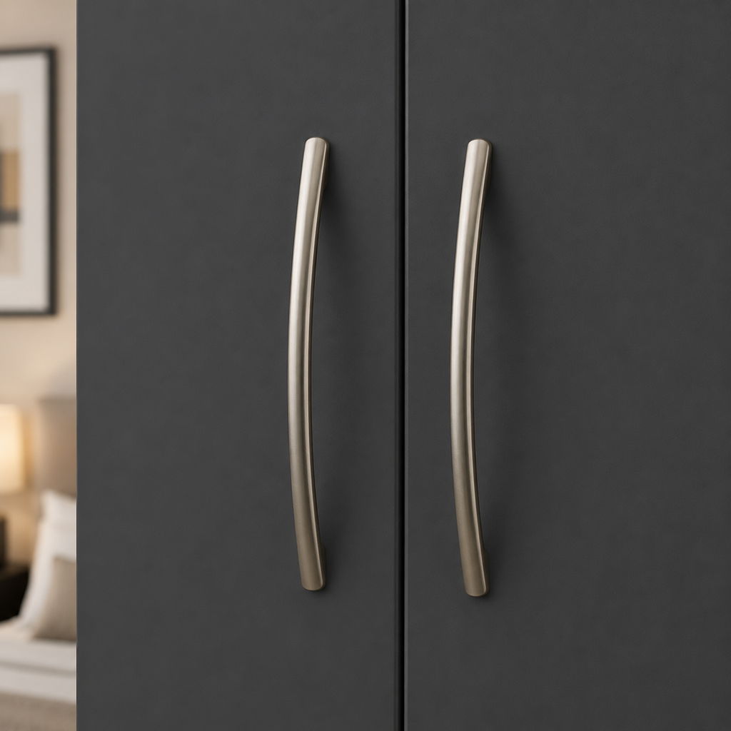 4 Door Wardrobe With Topbox Gray | Modern Storage - Detailed Angle View 3