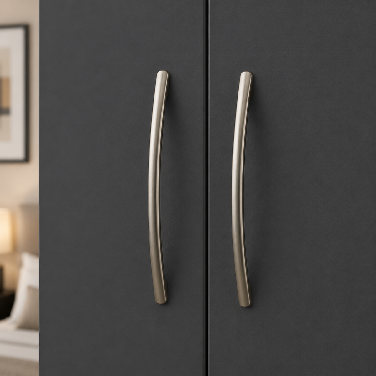 4 Door Wardrobe With Topbox Gray | Modern Storage - Detailed Angle View 3