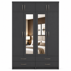 4 Door Wardrobe With Topbox Gray | Modern Storage - Luxury UK Living Room Showcase