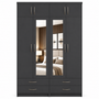 4 Door Wardrobe With Topbox Gray | Modern Storage | Modern Bedroom Storage