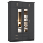 4 Door Wardrobe With Topbox Gray | Modern Storage - Detailed Angle View 2