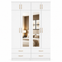 4 Door Wardrobe With Topbox White | Smart Family Storage | Modern Bedroom Storage