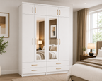 4 Door Wardrobe With Topbox White | Smart Family Storage - Detailed Angle View 4