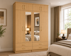 4 Door Wardrobe With Topbox Oak | Trending Family Storage - Detailed Angle View 4