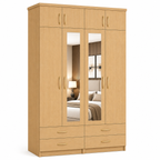 4 Door Wardrobe With Topbox Oak | Trending Family Storage - Detailed Angle View 2