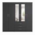 5 Door Wardrobe Black | A Complete Storage Solution - Luxury UK Living Room Showcase