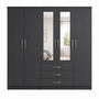 5 Door Wardrobe Black | A Complete Storage Solution | Modern Bedroom Storage