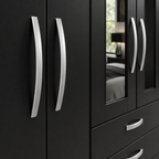 5 Door Wardrobe Set Black – Modern Mirrored Bedroom Furniture - Detailed Angle View 2