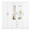 5 Door Wardrobe White – Modern Mirrored Bedroom Storage - Luxury UK Living Room Showcase