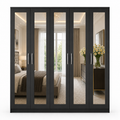 5 Door Wardrobe Without Drawers Black | FurniFolks UK - Luxury UK Living Room Showcase