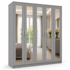 5 Door Wardrobe Without Drawers Gray | FurniFolks UK - Detailed Angle View 2