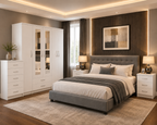 5 Door Wardrobe Set White | Trending Bedroom Furniture - Detailed Angle View 3