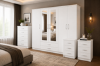 5 Door Wardrobe Set White | Trending Bedroom Furniture - Detailed Angle View 4
