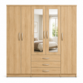 5 Door Wardrobe Oak | Modern Mirrored Bedroom Storage - Luxury UK Living Room Showcase