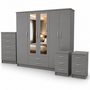 5 Door Wardrobe Set Gray | Modern Bedroom Storage | Modern Bedroom Storage