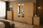 5 Door Wardrobe Set Oak | Organic Vibes - Detailed Angle View 4