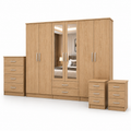 6 Door Wardrobe Set Oak | Warm Bedroom Storage - Luxury UK Living Room Showcase