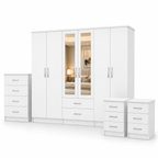 6 Door Wardrobe Set White | Bright Bedroom Storage - Luxury UK Living Room Showcase