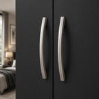 6 Door Wardrobe With Topbox Black | FurniFolks UK - Detailed Angle View 2