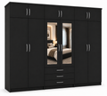 6 Door Wardrobe With Topbox Black | FurniFolks UK - Luxury UK Living Room Showcase