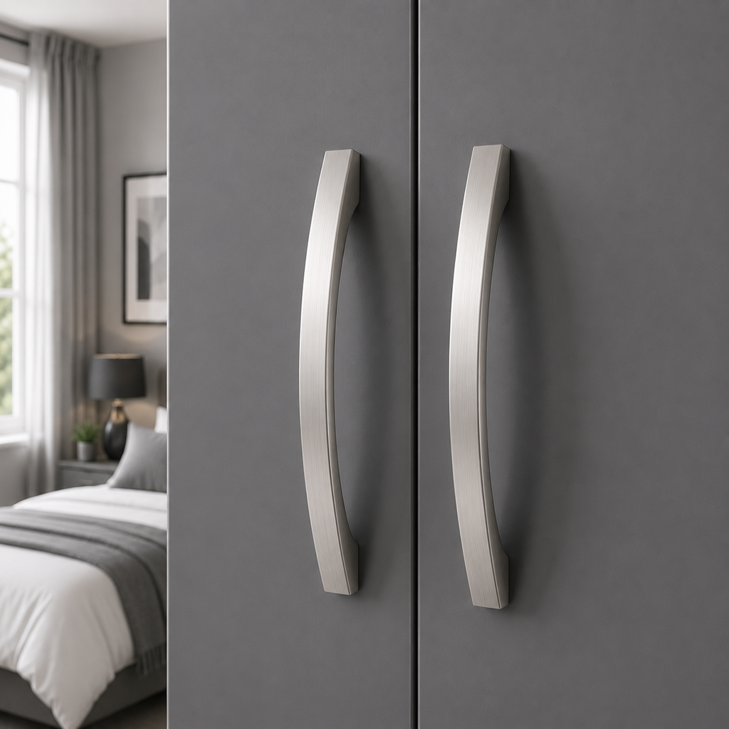 6 Door Wardrobe With Topbox Gray | Large Bedroom Storage UK - Detailed Angle View 2