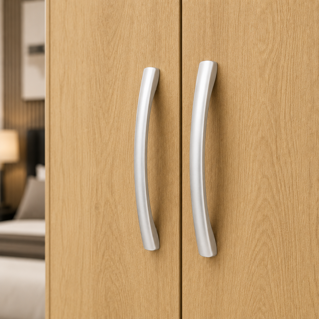 6 Door Wardrobe With Topbox Oak – FurniFolks Bedroom Storage - Detailed Angle View 2