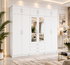 6 Door Wardrobe With Topbox White | FurniFolks  Storage UK - Detailed Angle View 3