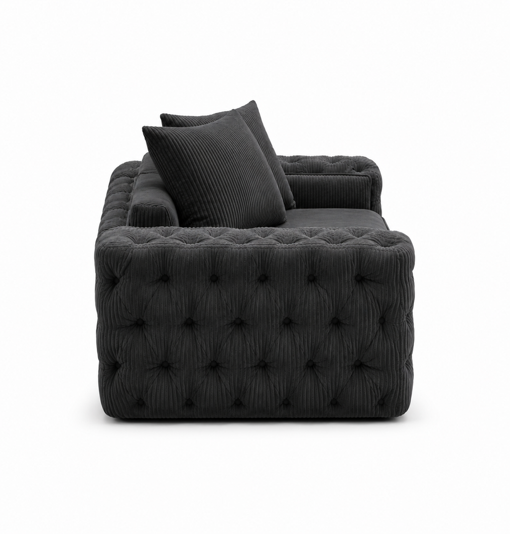 ASHTON 1 Seater Jumbo Cord Dark Grey Sofa | FurniFolks UK - Detailed Angle View 2