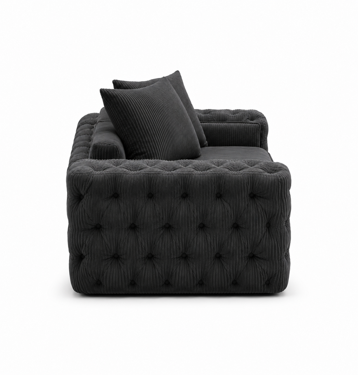 ASHTON 1 Seater Jumbo Cord Dark Grey Sofa | FurniFolks UK - Detailed Angle View 2