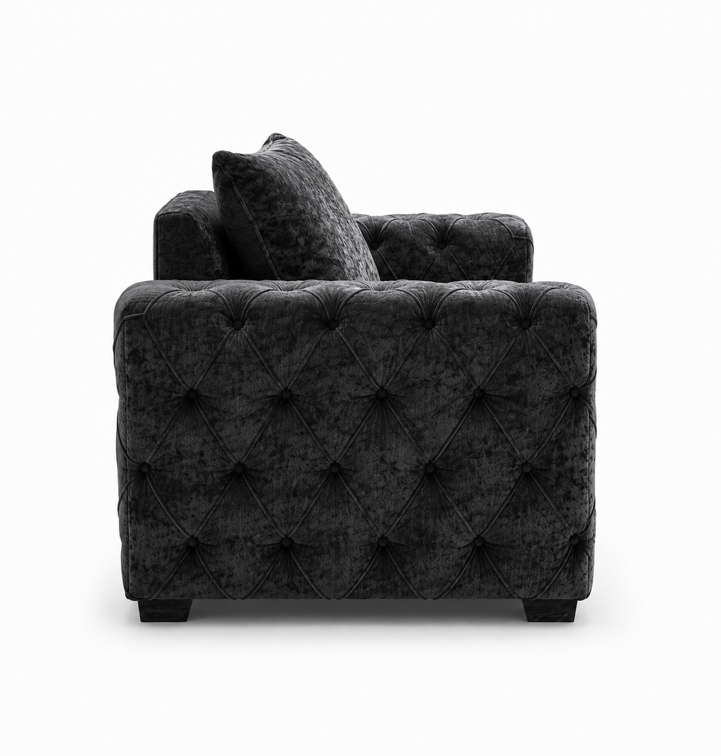 ASHTON 1 Seater Naples & Kinsington Dark Grey Sofa | FurniFolks - Detailed Angle View 2