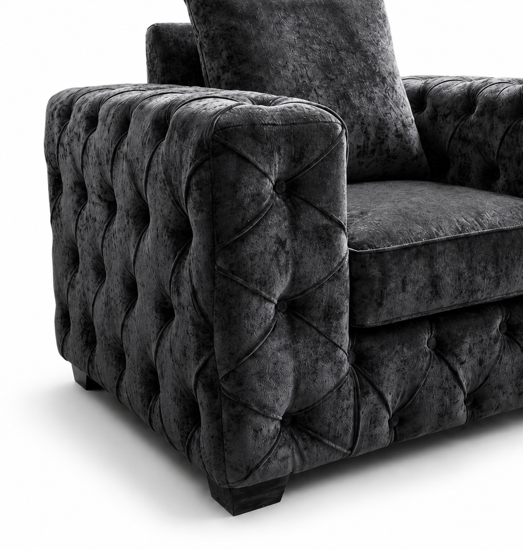 ASHTON 1 Seater Naples & Kinsington Dark Grey Sofa | FurniFolks - Detailed Angle View 3