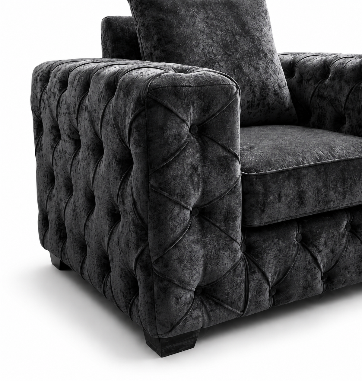 ASHTON 1 Seater Naples & Kinsington Dark Grey Sofa | FurniFolks - Detailed Angle View 3