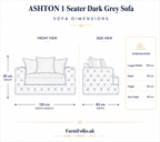 ASHTON 1 Seater Naples & Kinsington Dark Grey Sofa | FurniFolks - Detailed Angle View 6