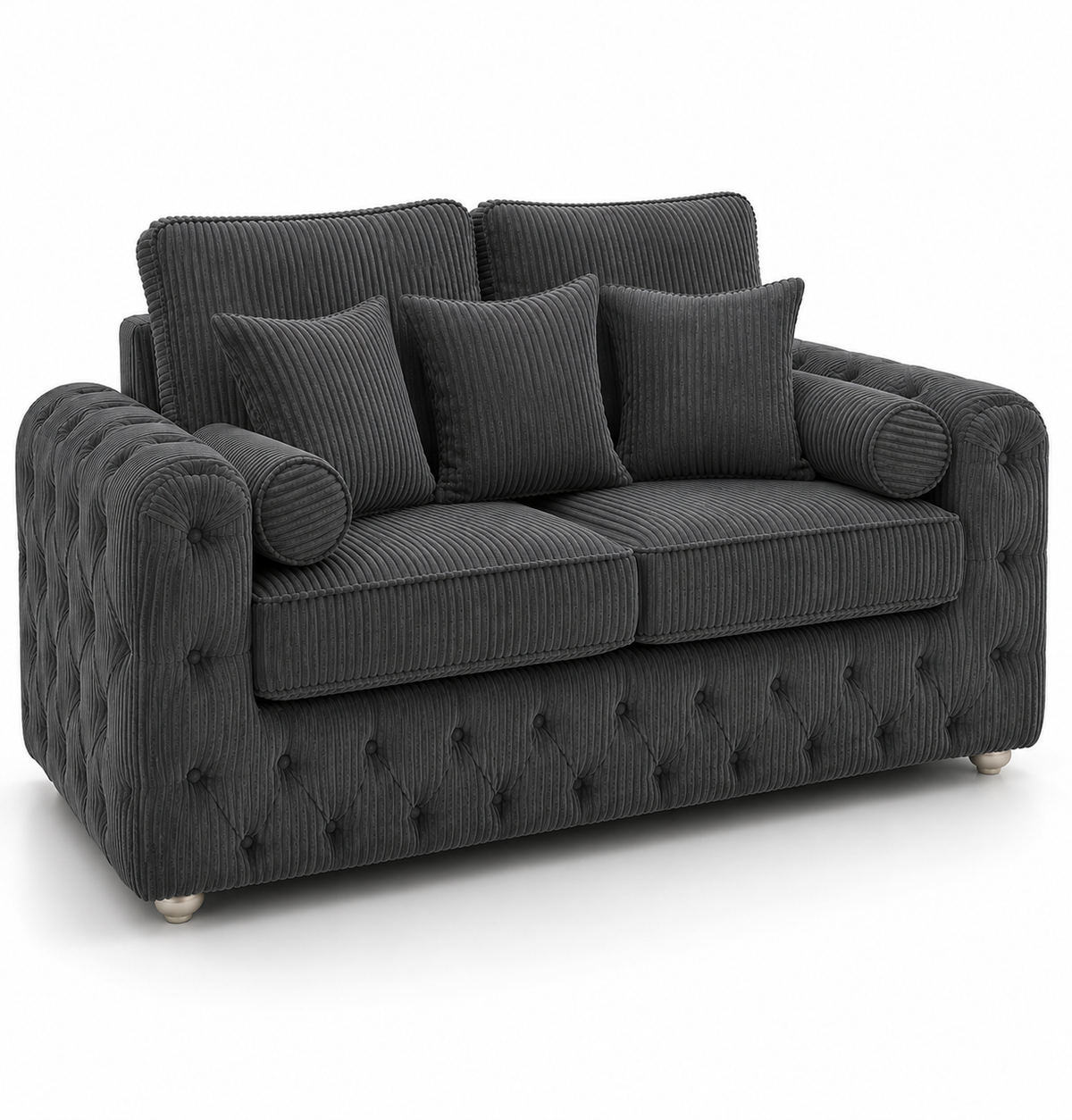 ASHTON 2 Seater Jumbo Cord Dark Grey Sofa - Luxury UK Living Room Showcase