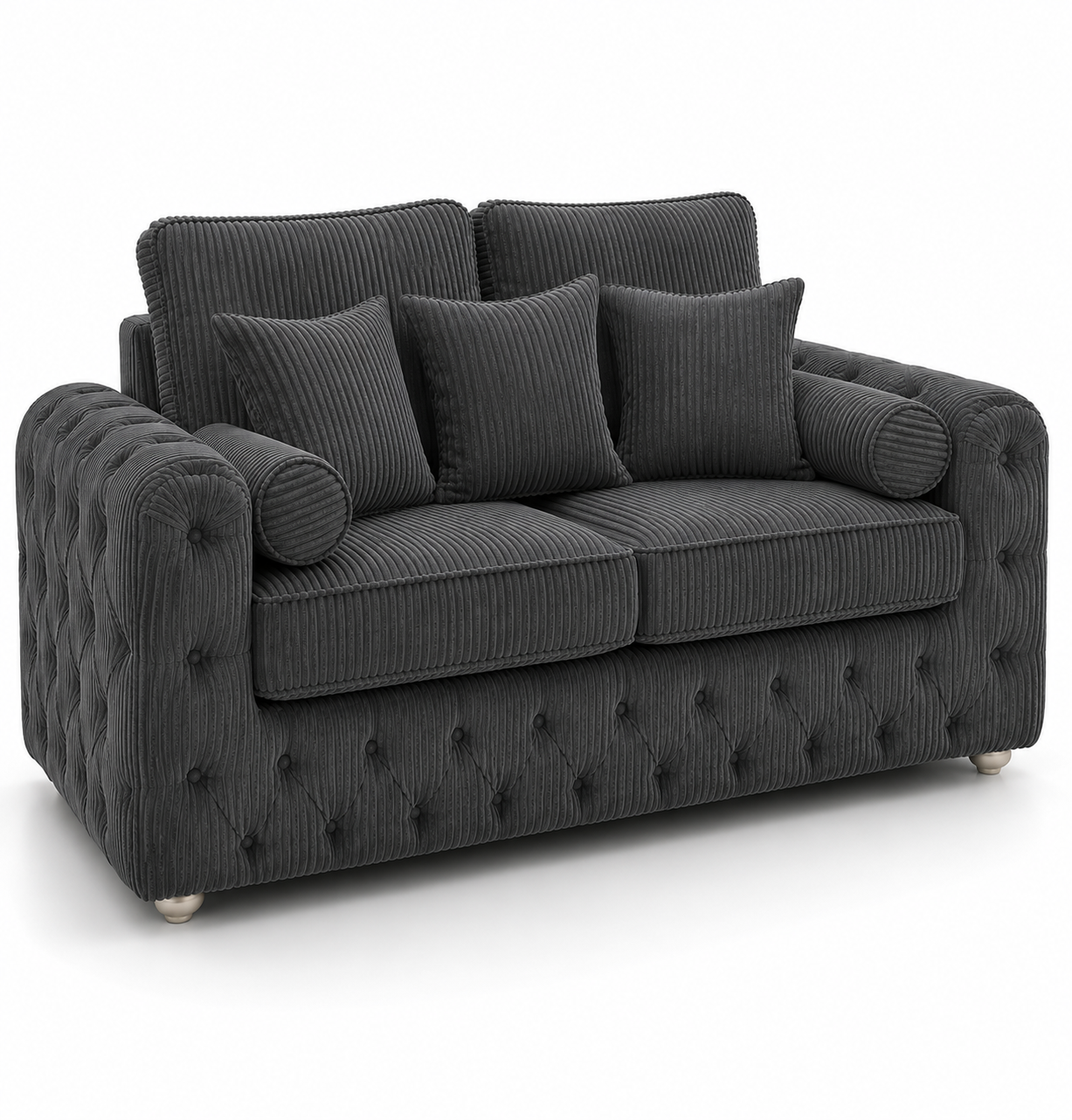 ASHTON 2 Seater Jumbo Cord Dark Grey Sofa - Luxury UK Living Room Showcase