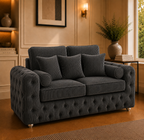 ASHTON 2 Seater Jumbo Cord Dark Grey Sofa - Detailed Angle View 4
