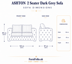 ASHTON 2 Seater Jumbo Cord Dark Grey Sofa - Detailed Angle View 6