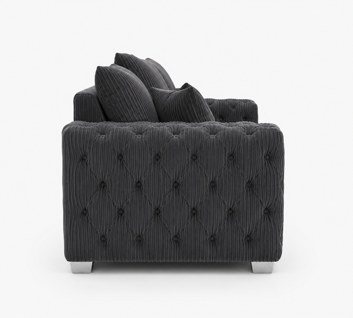 ASHTON 3+2 Seater Jumbo Cord Dark Grey Sofa - Detailed Angle View 2