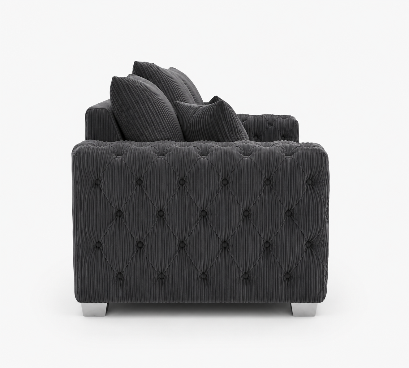 ASHTON 3+2 Seater Jumbo Cord Dark Grey Sofa - Detailed Angle View 2