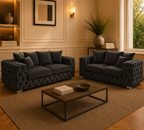 ASHTON 3+2 Seater Jumbo Cord Dark Grey Sofa - Detailed Angle View 4