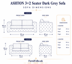 ASHTON 3+2 Seater Jumbo Cord Dark Grey Sofa - Detailed Angle View 6