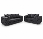 ASHTON 3+2 Seater Jumbo Cord Dark Grey Sofa - Luxury UK Living Room Showcase