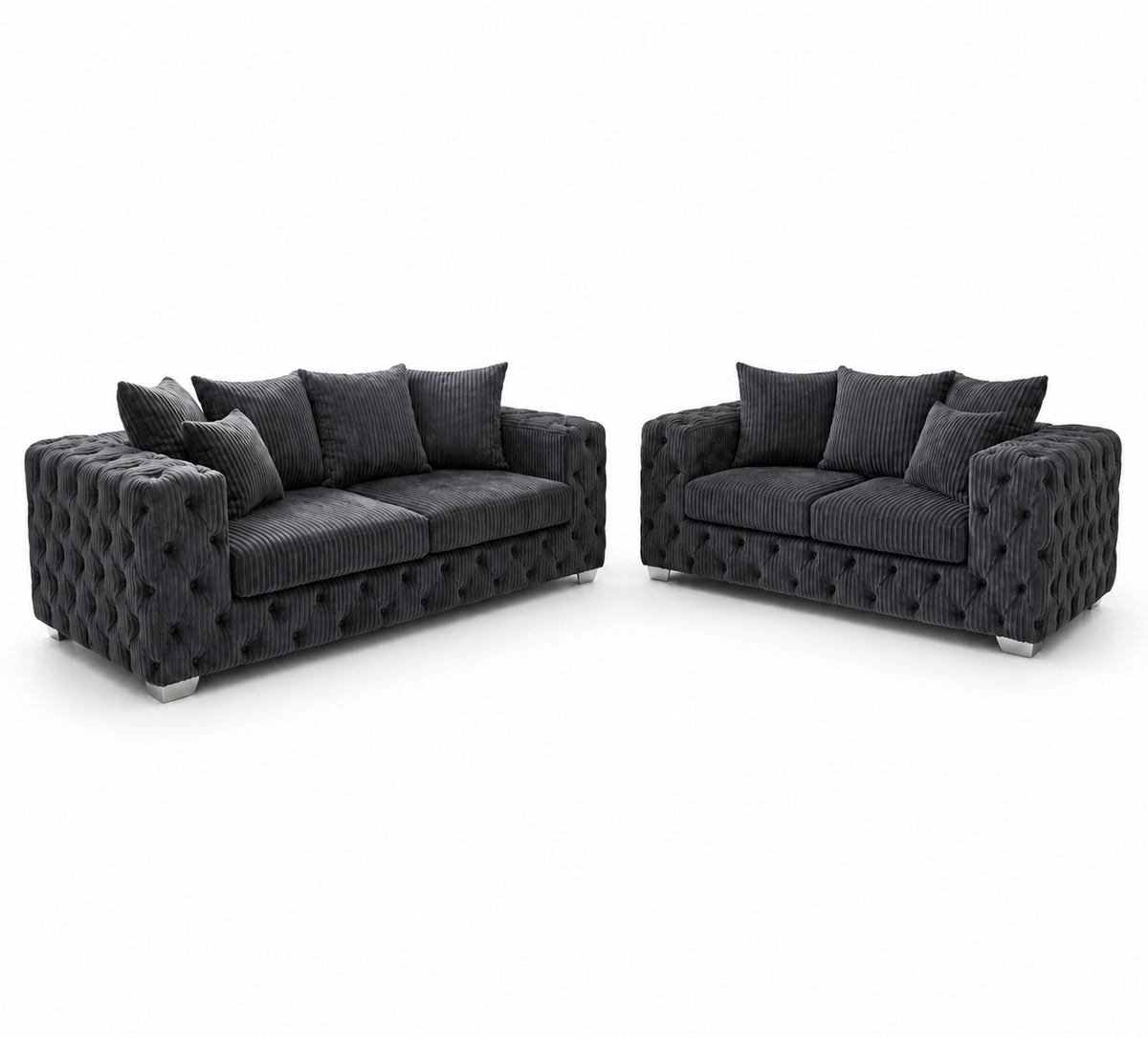 ASHTON 3+2 Seater Jumbo Cord Dark Grey Sofa - Luxury UK Living Room Showcase