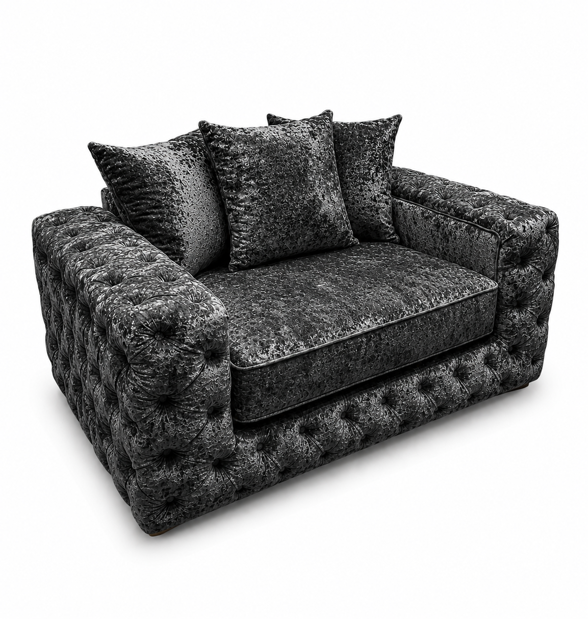 Ashton 1 Seater Crush Velvet Dark Grey Sofa - Luxury UK Living Room Showcase