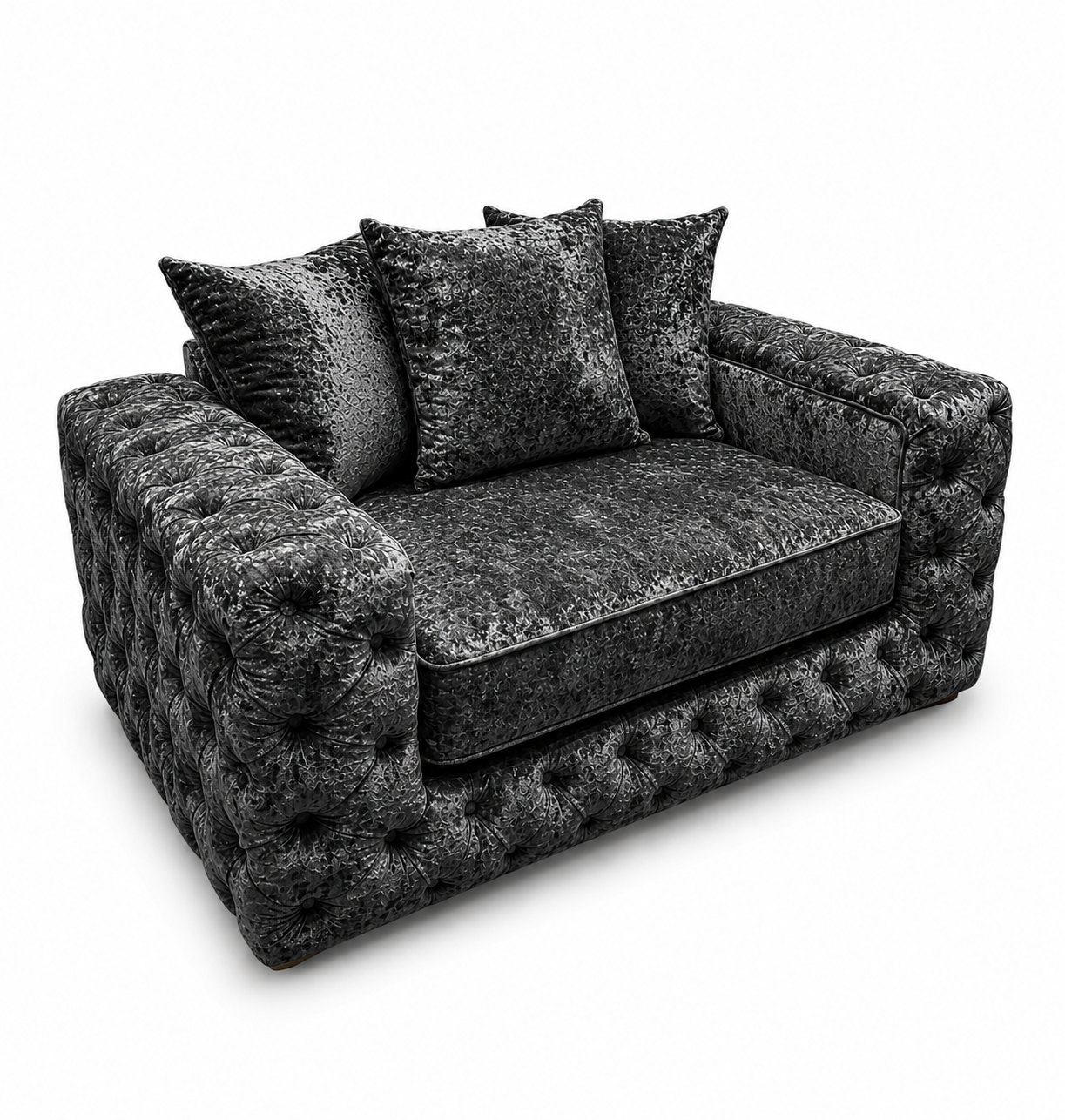 Ashton 1 Seater Crush Velvet Dark Grey Sofa - Luxury UK Living Room Showcase