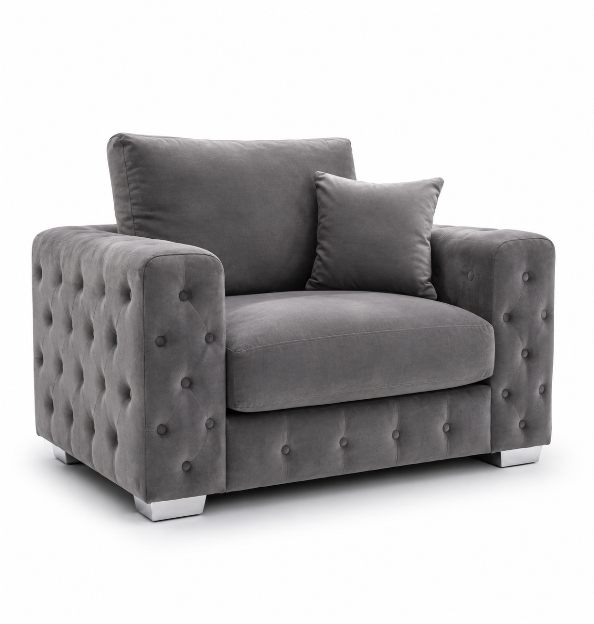 Ashton 1 Seater Plush Velvet Dark Grey Sofa - Luxury UK Living Room Showcase