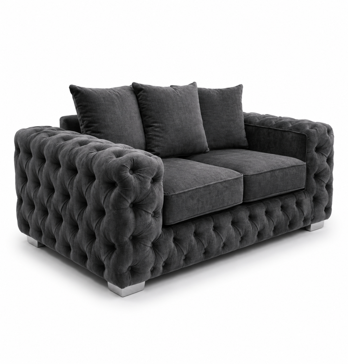 Ashton 2 Seater Chenille Dark Grey Sofa - Luxury UK Living Room Showcase
